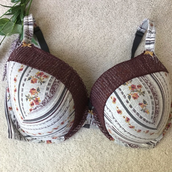 Cacique Other - Cacique padded bra jersey floral gray Sz 44H